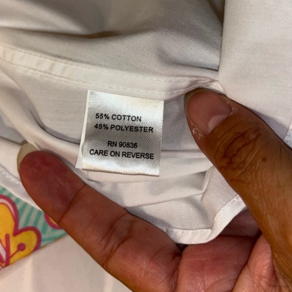 Pearly Vine Cotton Blend Poplin Preppy Button Down Blouse - Picture 11 of 11